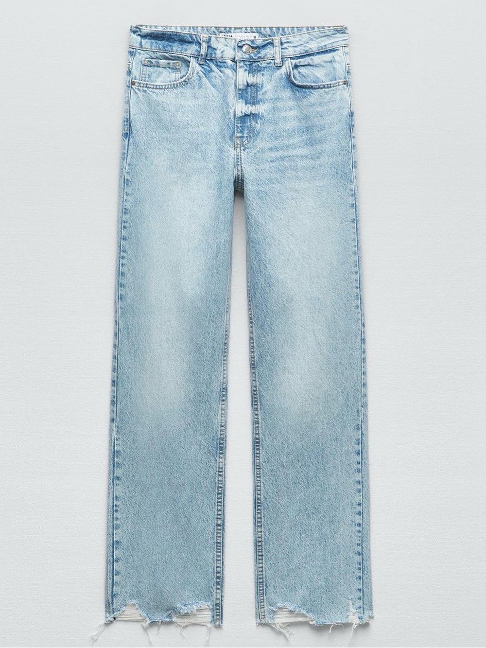 Zara light blue 90’s denim high rise distressed jeans